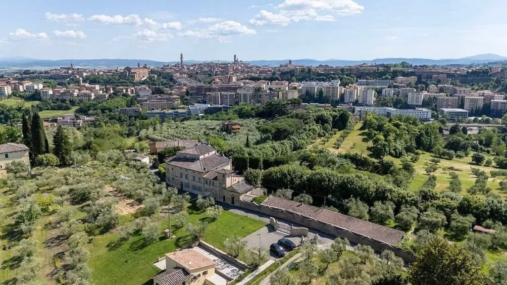 Aerial - Baroque Villa with Private Garden in Siena
