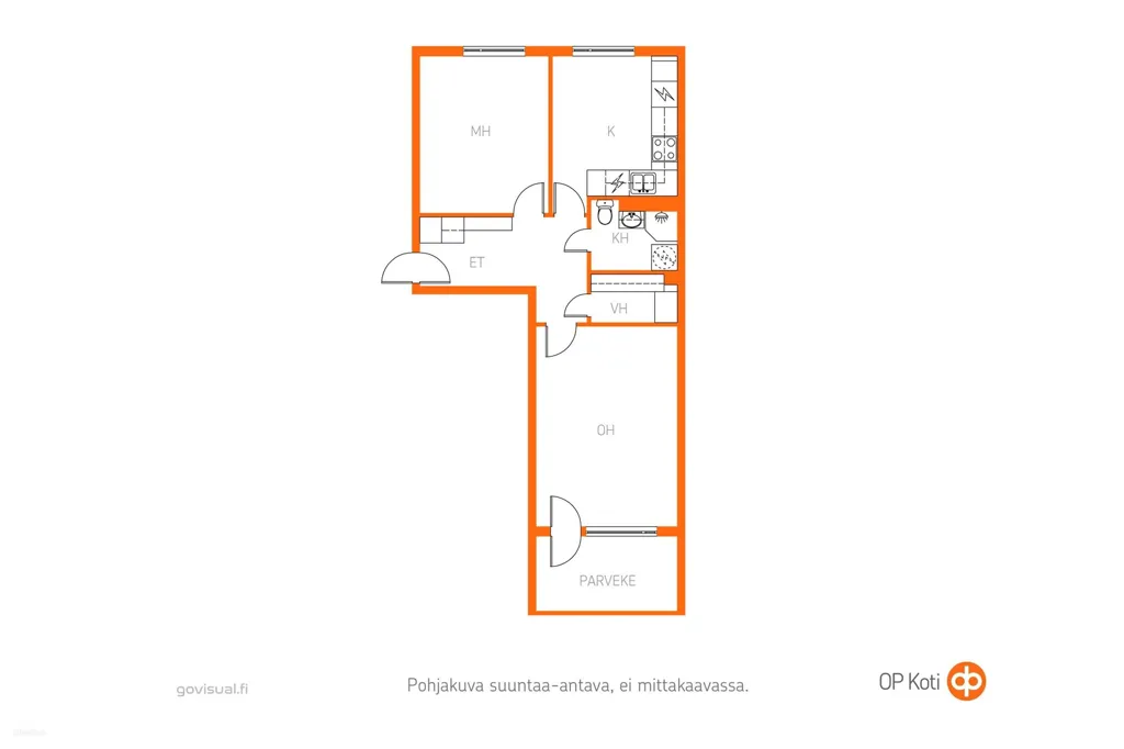 Plaan - Renovated Flat with Glazed Balcony in Mäntylä