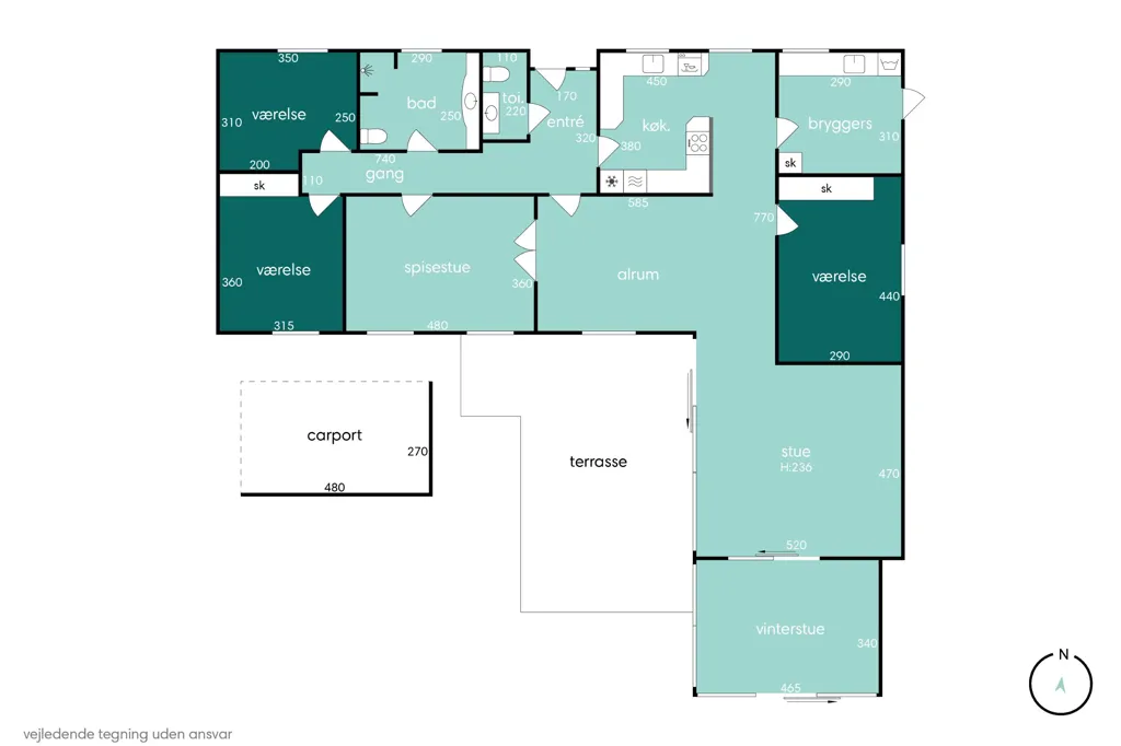 Floor Plan - Villa with South-Facing Terrace in Kregme