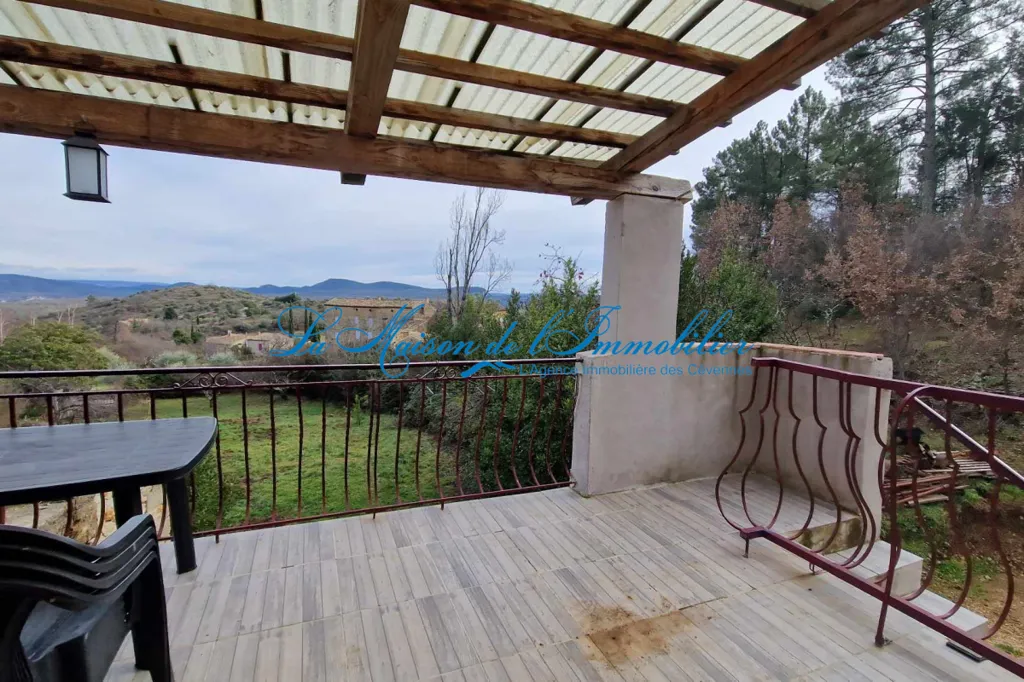 Terrace - Converted Barn with Panoramic View near Saint-Ambroix