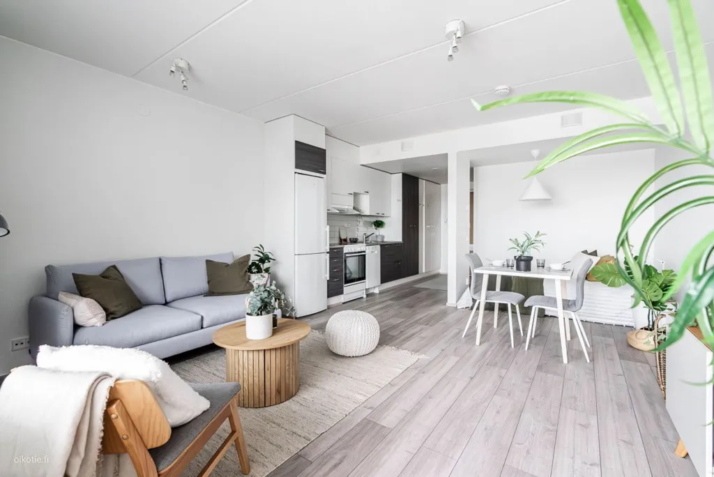 Living Room - Modern Flat with Balcony in Keimola, Vantaa