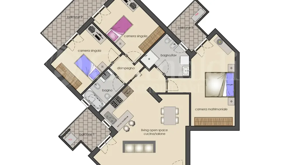 Planimetria - New Duplex with Balconies in Battipaglia