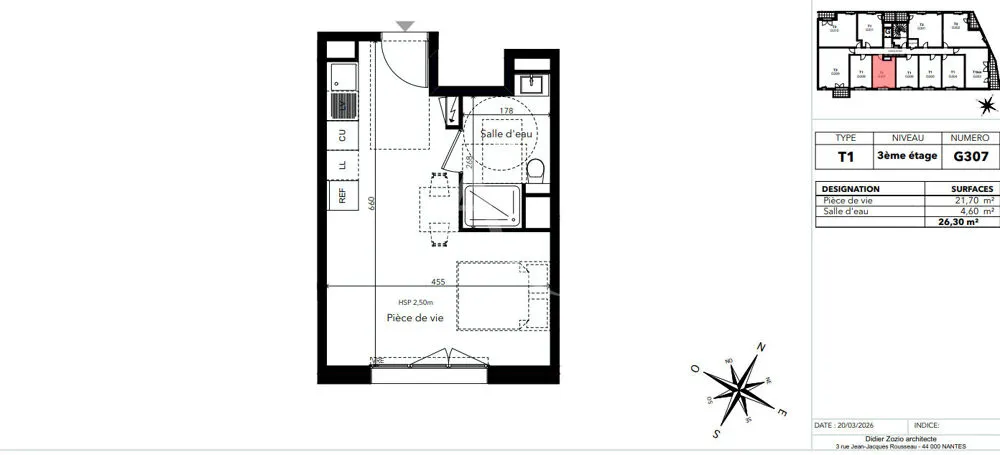 Plan - Appartement T1 Moderne avec Rooftop à Avrillé