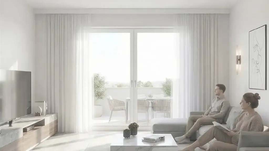 Living Room - New Apartment with Terrace in Follonica