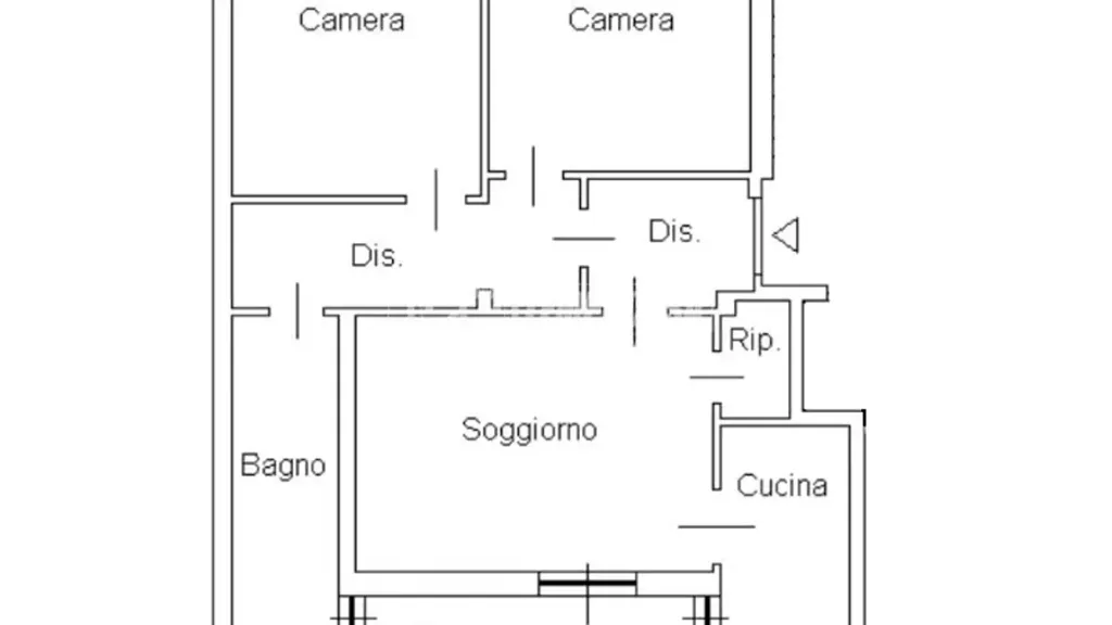 Plan - 1960s Apartment with Double Exposure in Milan