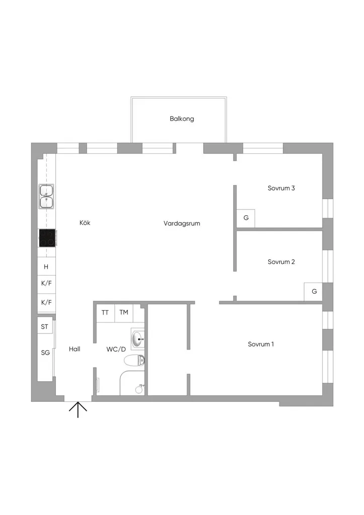 Planimetria - Apartment with Garden View in Älta