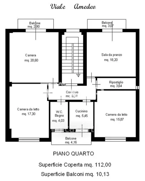 Plan - Spacious Apartment with Balconies in Caltanissetta