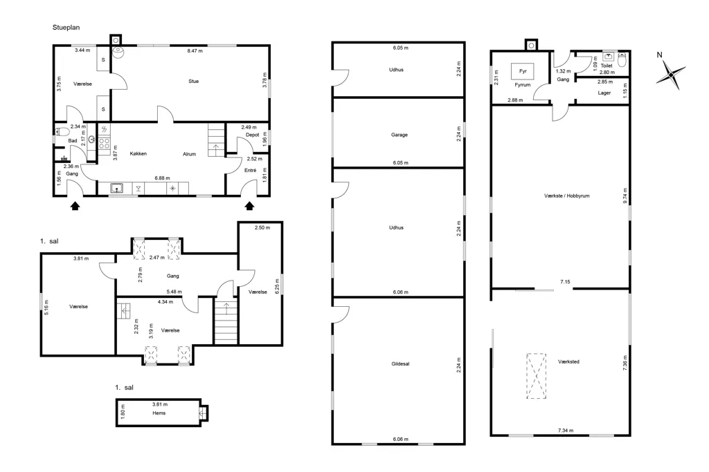 Floor Plan - 1952 Villa with Garden in Aars