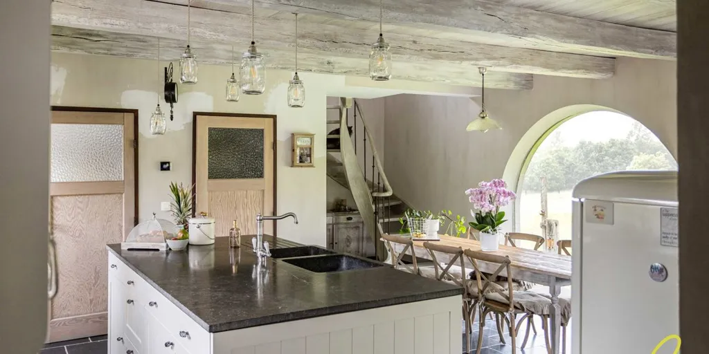 Cuisine - Maison Charmante avec Vue sur la Nature à Michelbeke