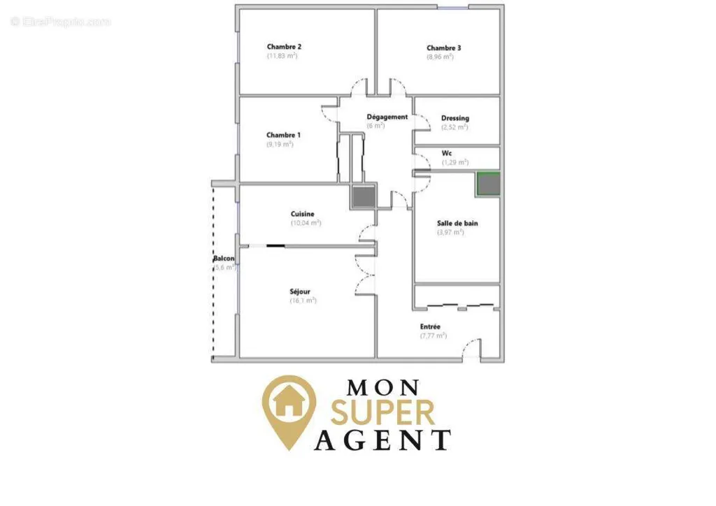 Planimetria - Apartment with Balcony in Melun