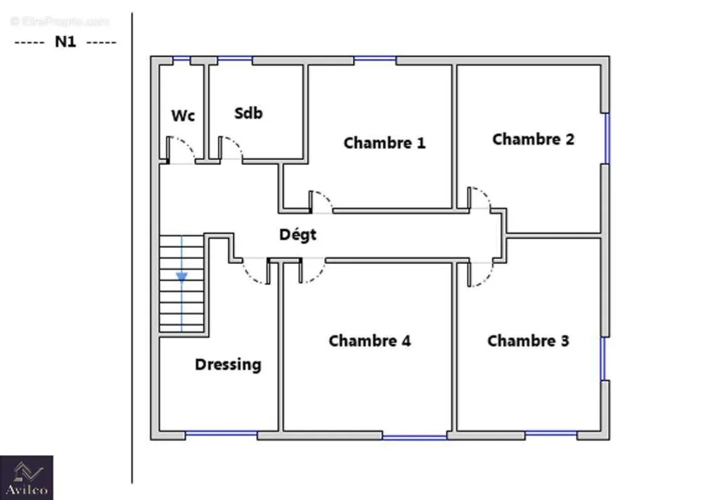 Plan - Villa mitoyenne avec balcon au cœur du Cap Ferret