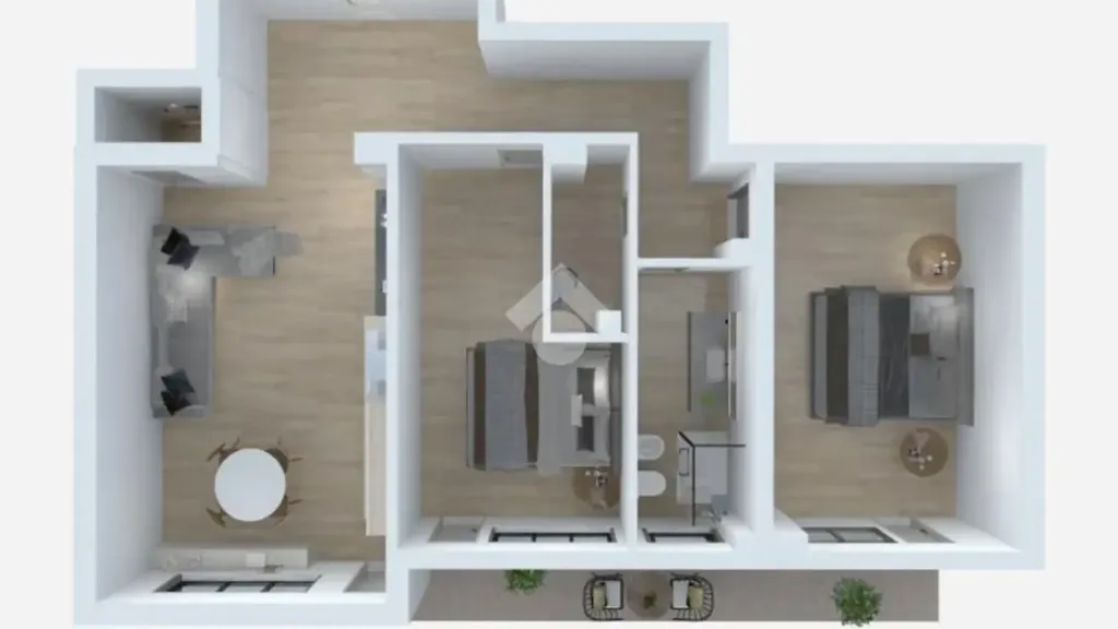 Plan - Rearranged Apartment with Balcony in Rome