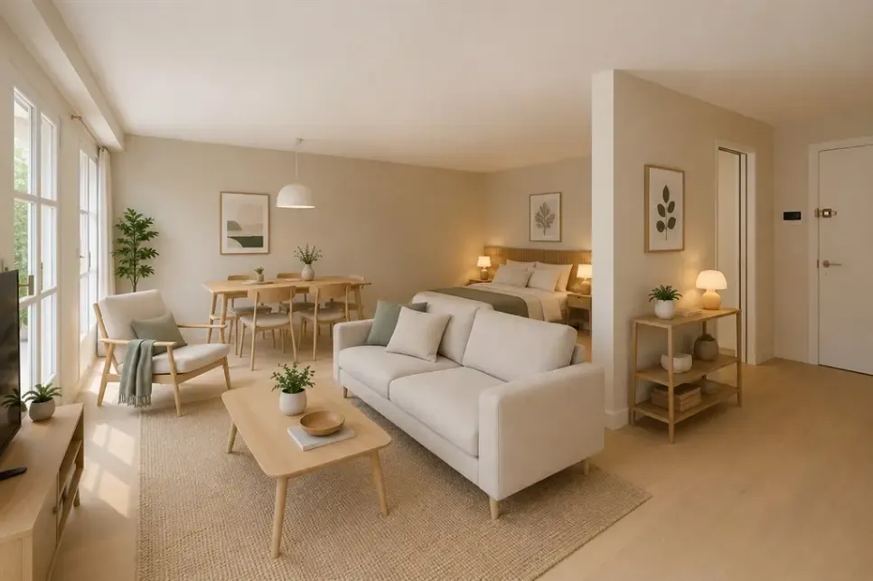 Living Room - Studio with Courtyard View in Paris 3ème