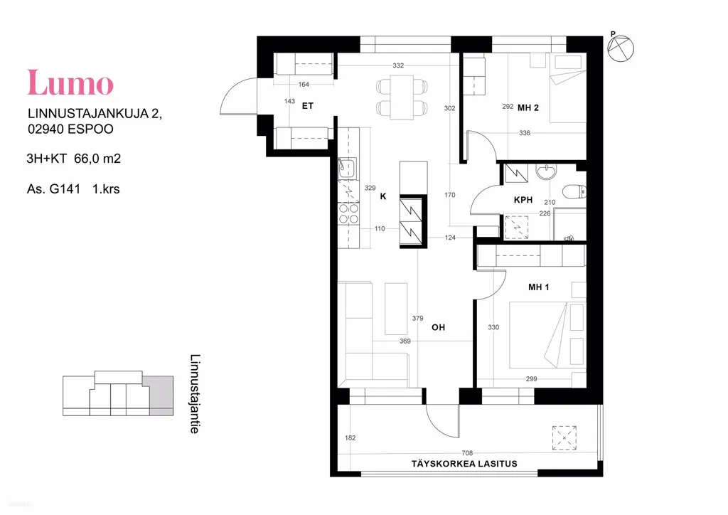 Plan - Modern Apartment with Balcony in Lippajärvi, Espoo