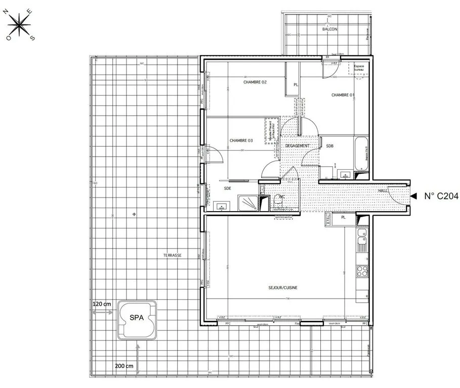 Plan - Appartement Luxe avec Terrasse Panoramique à Lattes