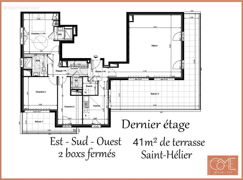 Plan - Appartement de Type 4 avec Terrasse à Saint-Hélier, Rennes