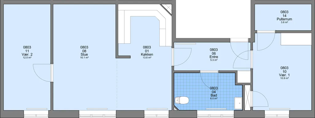 Floor Plan - 3-Bedroom Flat with Garden in Ølgod