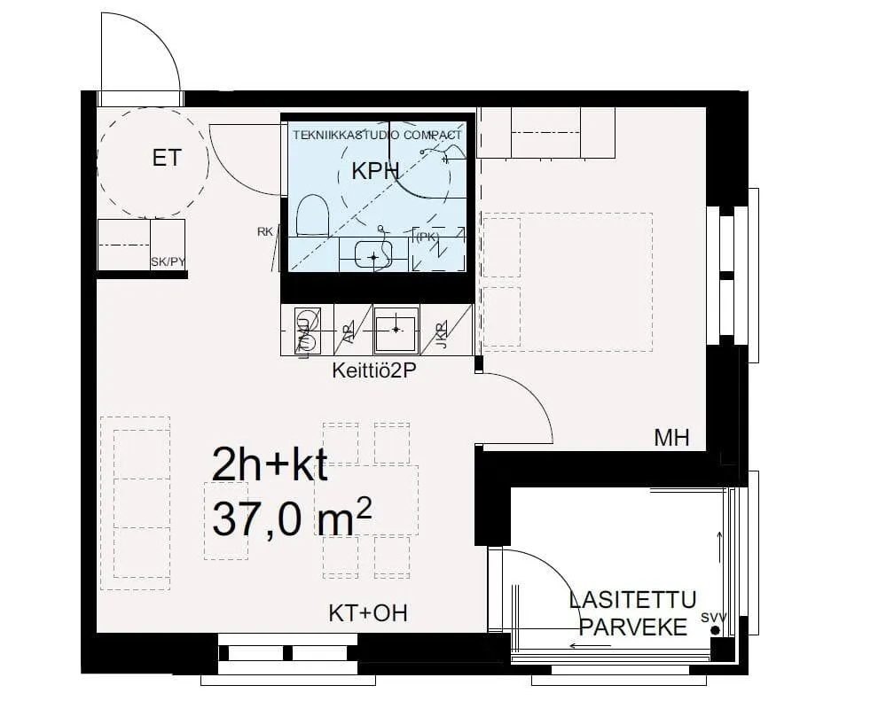 Plan - Modern Flat with Balcony in Linnakaupunki