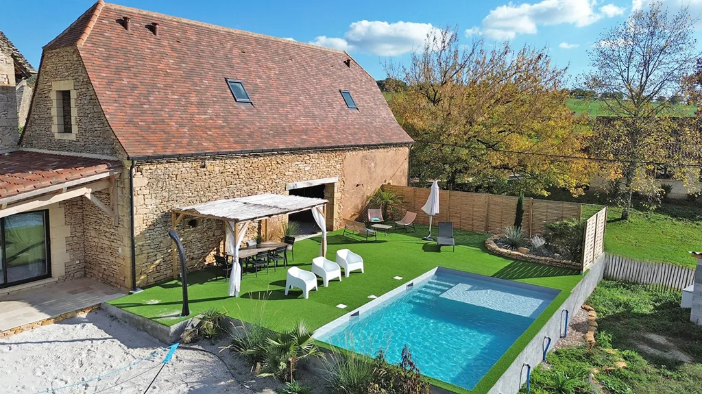 Vue aérienne - Maison de Caractère avec Piscine à Saint-Genies