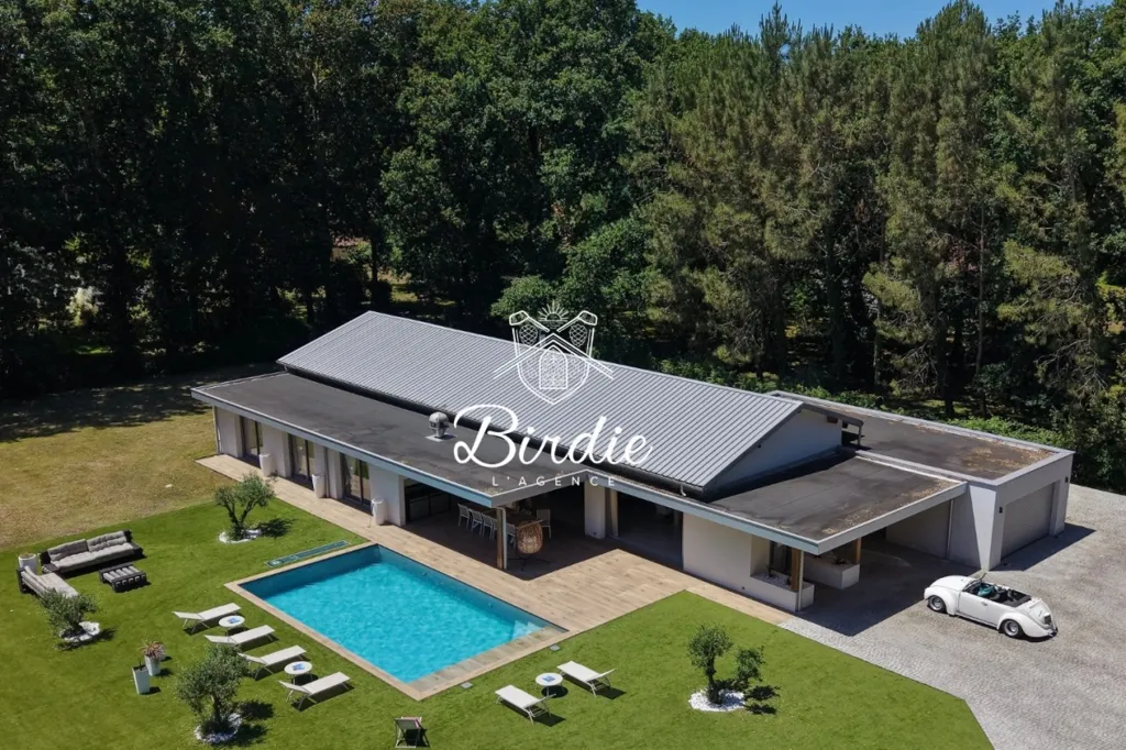Vista aerea - Architectural Villa with Pool near Capbreton