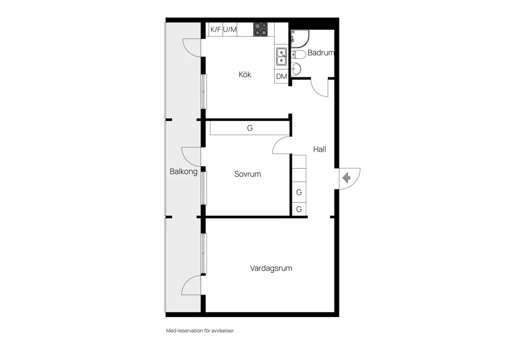 Plan - Two-Bedroom Flat with Three Balconies in Åsa