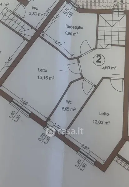 Floor Plan - Two-Level Apartment with Veranda in Torpè