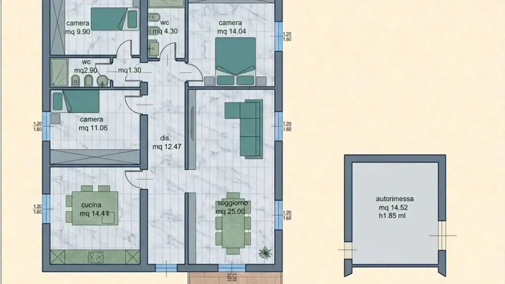 Plan - Rearranged Apartment with Terrace in Rimini