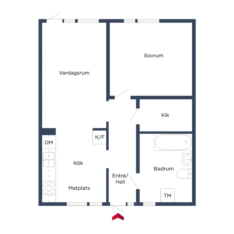 Plan - Ground Floor Flat with Private Terrace in Millestolpe