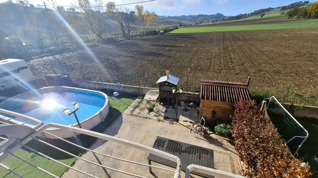 Aerial - Villa Portion with Pool in Spoleto
