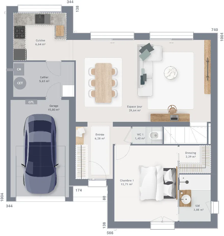 Floor Plan - Contemporary House with Garden in Bazancourt