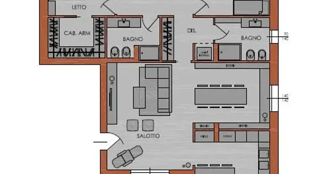 Plaan - New Apartment with East and West Balconies in Piacenza