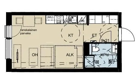 Plaan - Studio Flat with Balcony in Kuopio Centre