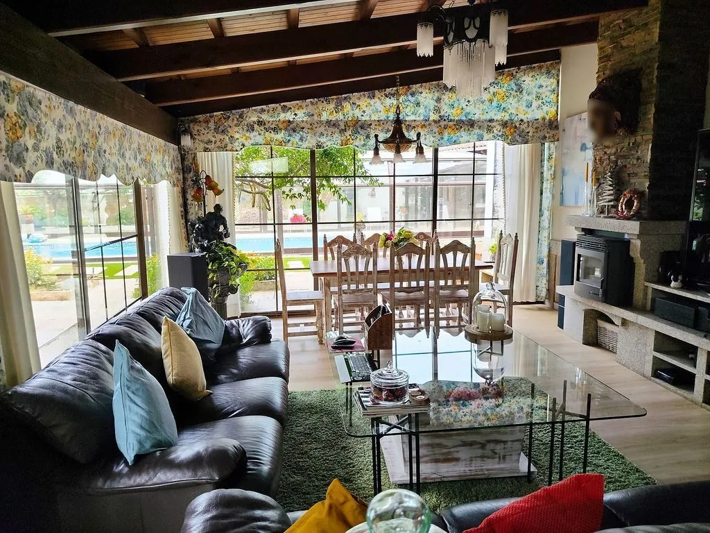 Séjour - Chalet with Pool and Garden in O Carballo