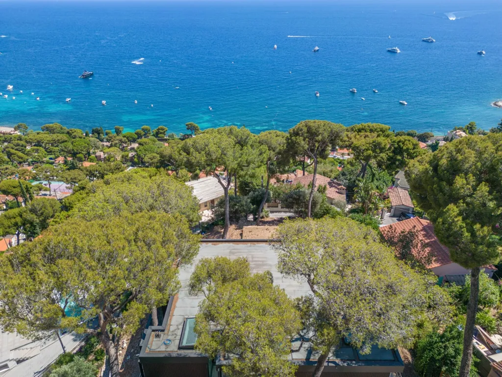 Vue aérienne - Villa Contemporaine avec Vue Mer à Èze