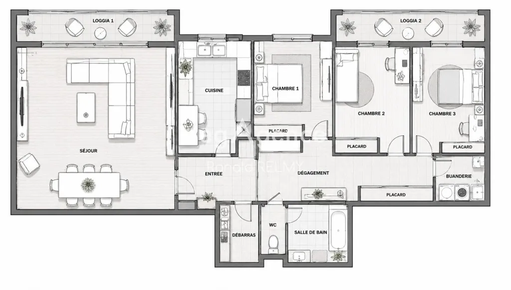 Plaan - Bright T5 Apartment with South-West View in Pyramides