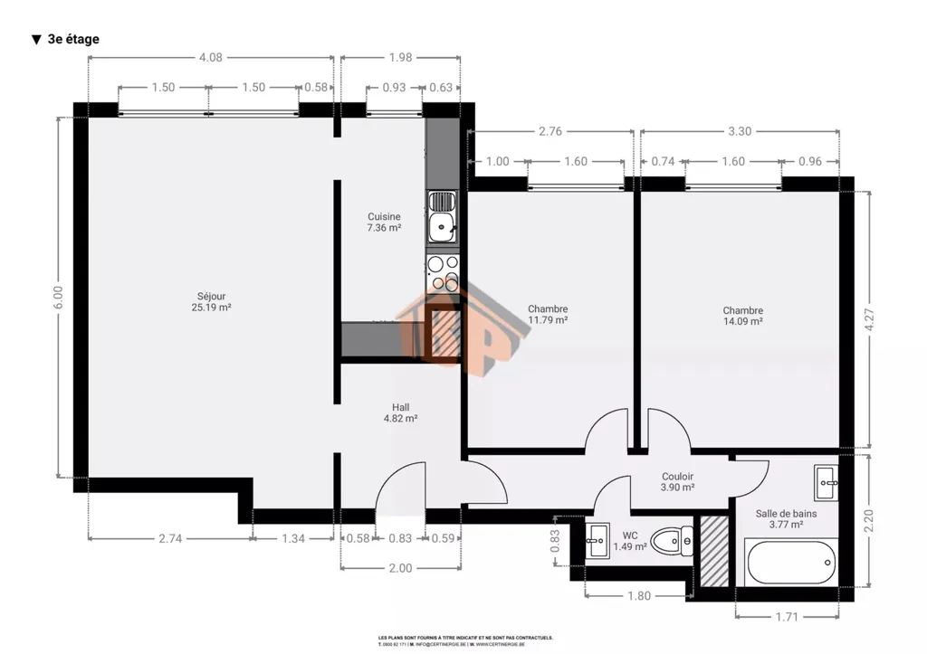 Plan - Appartement 2 Chambres dans le Quartier Européen à Ixelles