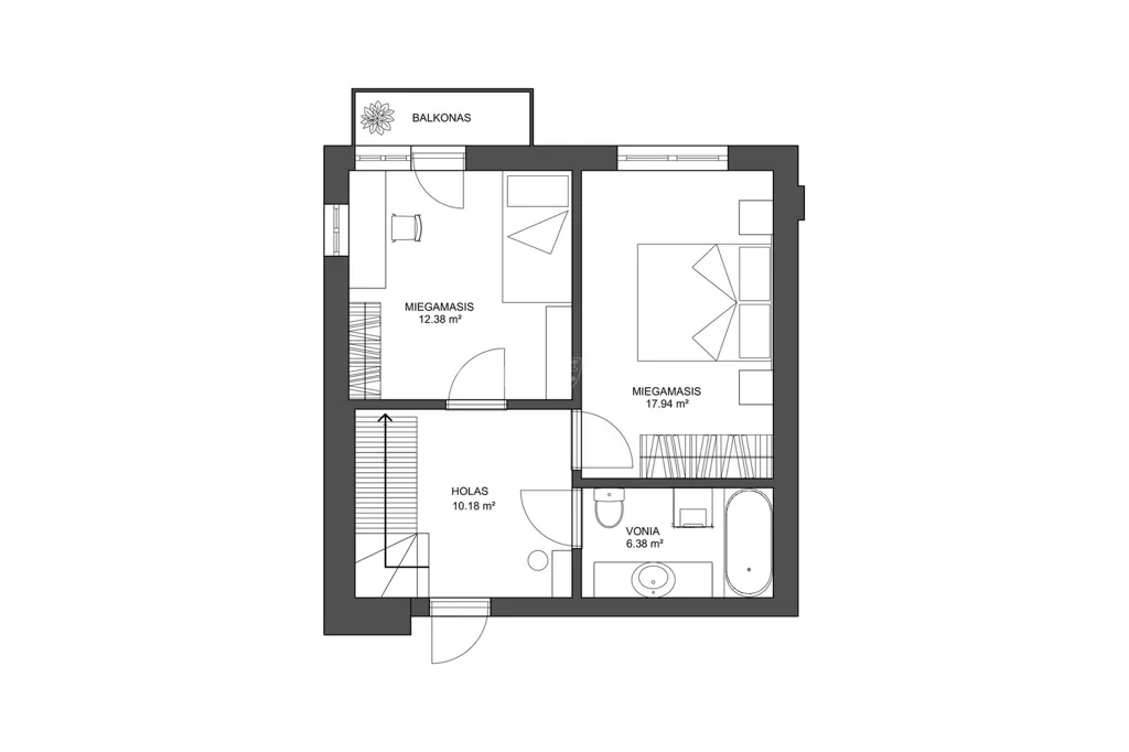 Plan - Duplex Apartment with River View in Ariogala
