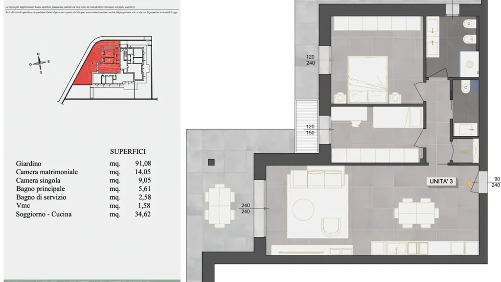 Plaan - Trilocale with Private Garden in Lazise