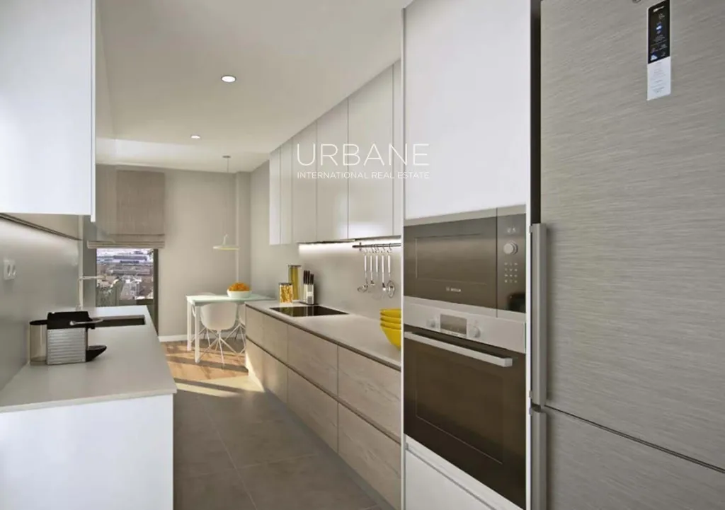 Kitchen - Modern Flat with Rooftop Pool in Badalona