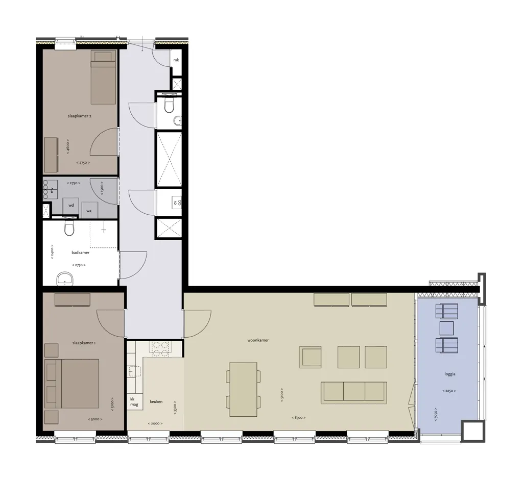 Floor Plan - Waterfront Apartment with Balcony in Tilburg