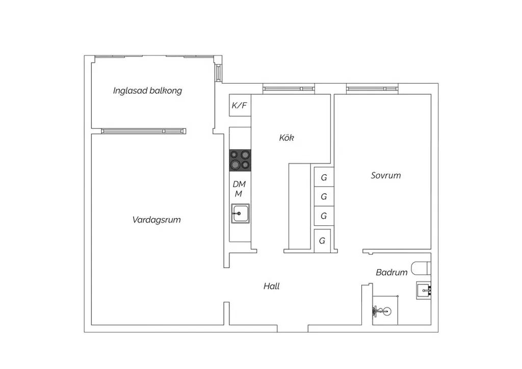 Plan - Renovated Two-Bedroom with Glass Balcony in Malmö
