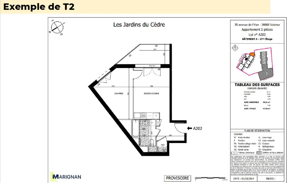 Plan - Appartement 2 Pièces avec Balcon à Valence