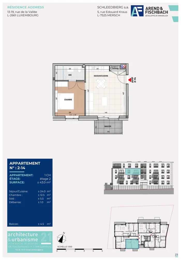 Plan - Appartement Neuf avec Balcon à Luxembourg-Hollerich