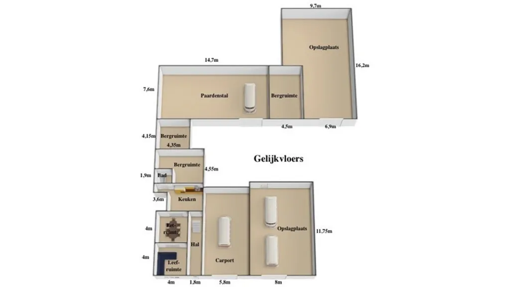 Plan - Ferme Carrée avec Terrasse à Aalst