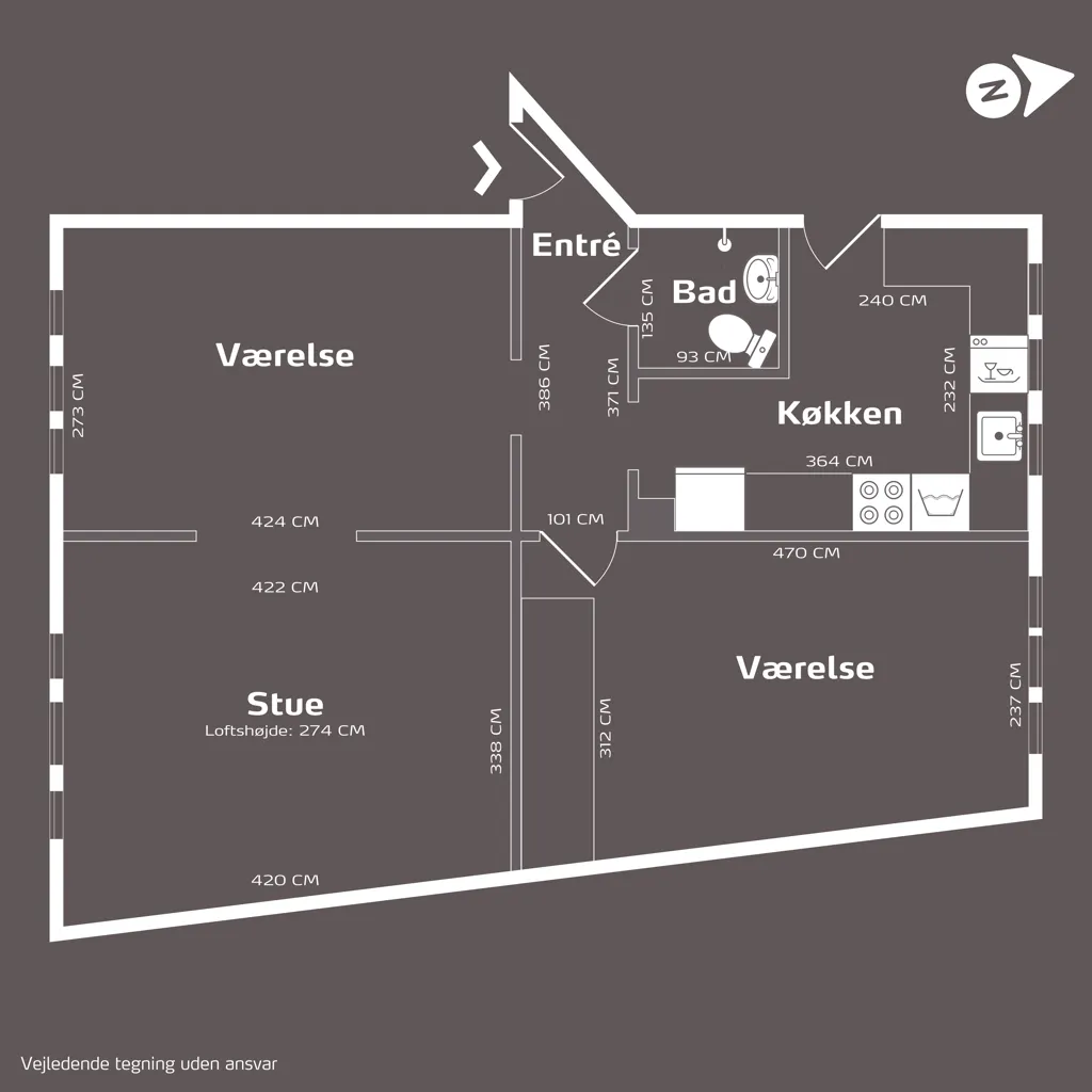 Floor Plan - Charming Flat with City View in Valby