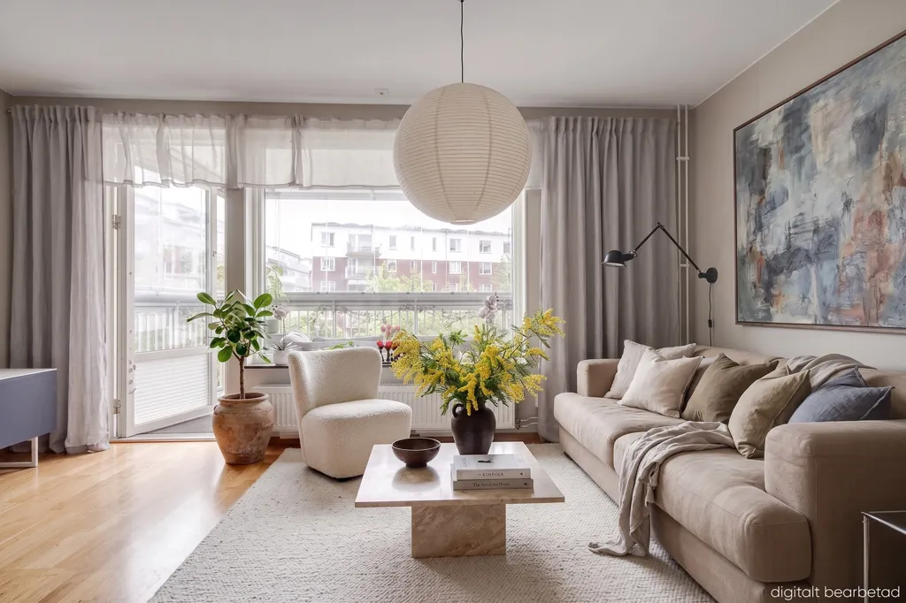 Soggiorno - Efficient Two-Bedroom Flat with South-Facing Balcony in Gothenburg