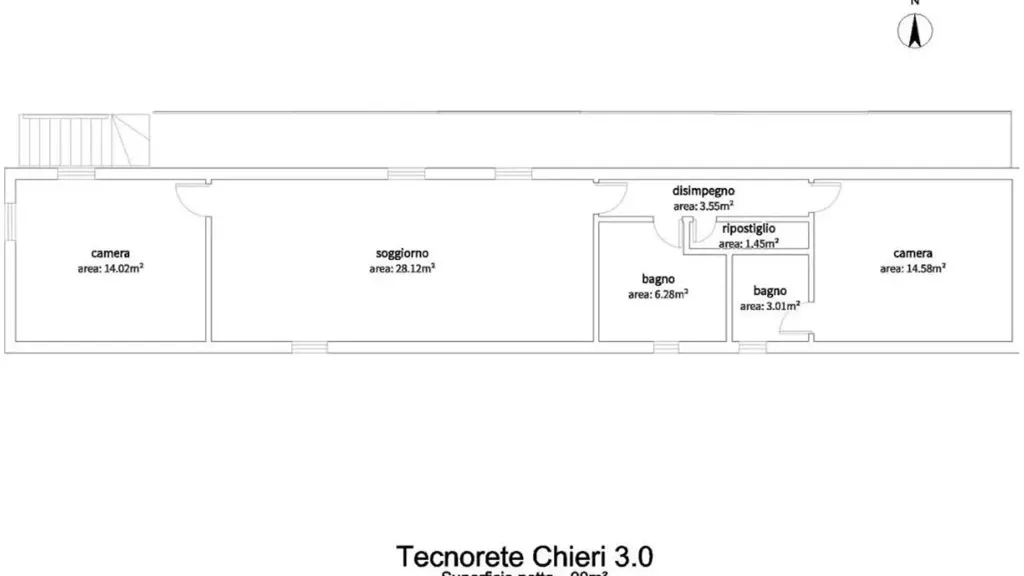 Planimetria - Rustic-Style Flat with Balcony in Chieri