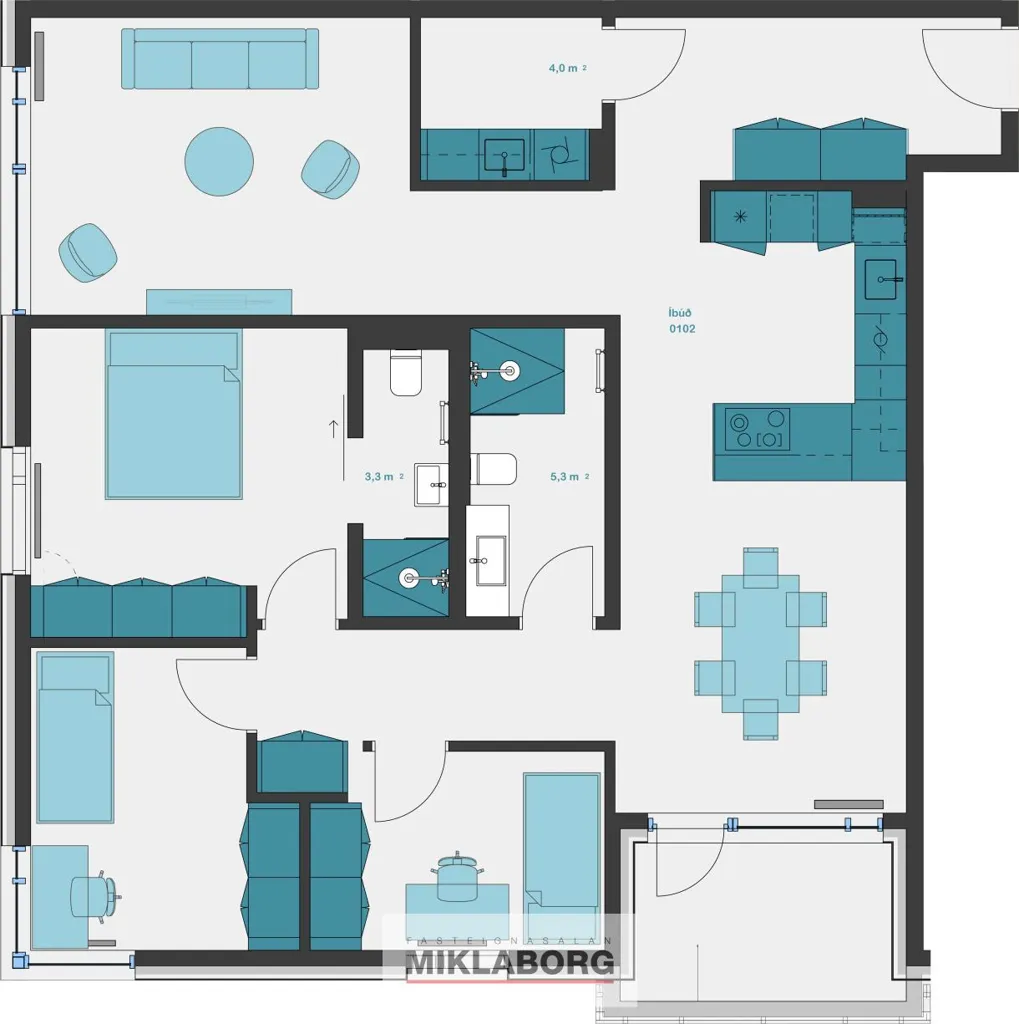 Planimetria - New Flat with Balcony in Hafnarbraut