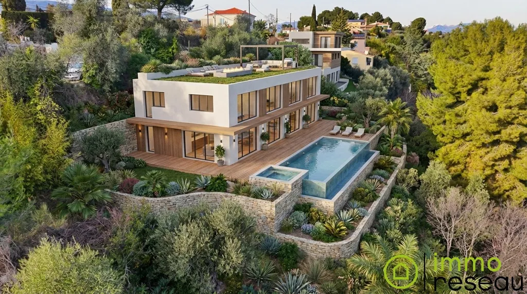 Vue aérienne - Villa en Construction avec Vue Mer à Colomars