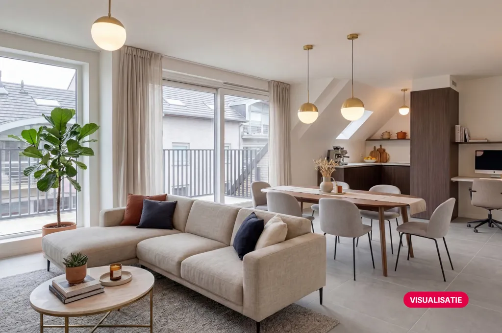 Living Room - Newly Built Apartment with Terrace in Desselgem Centre